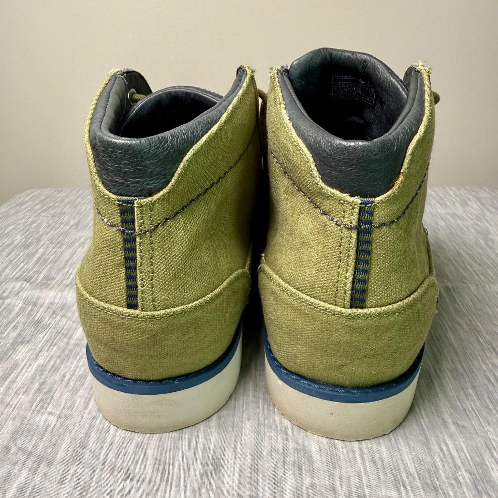 Teva Men's Canvas Chukka Boot Mens Size 12 Olive Green Blue Leather Trim Lace Up - Picture 4 of 8